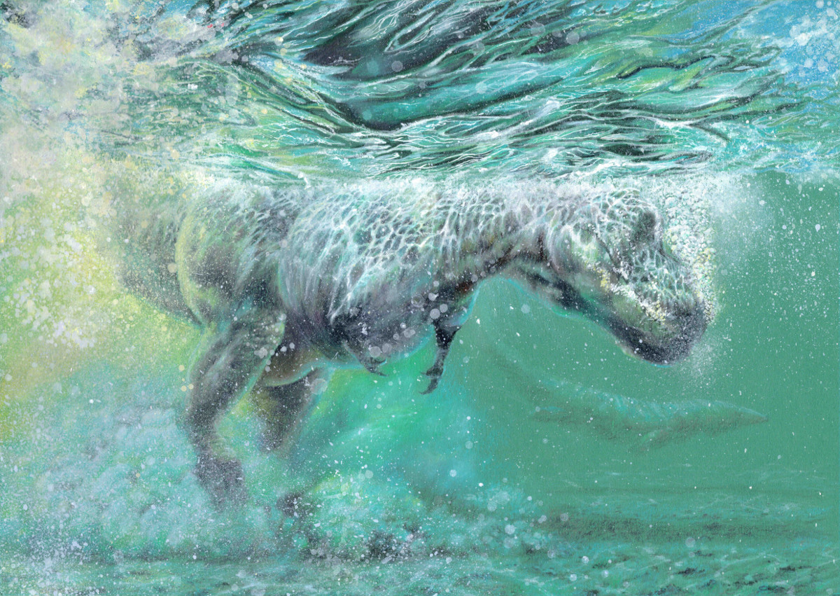 t rex underwater